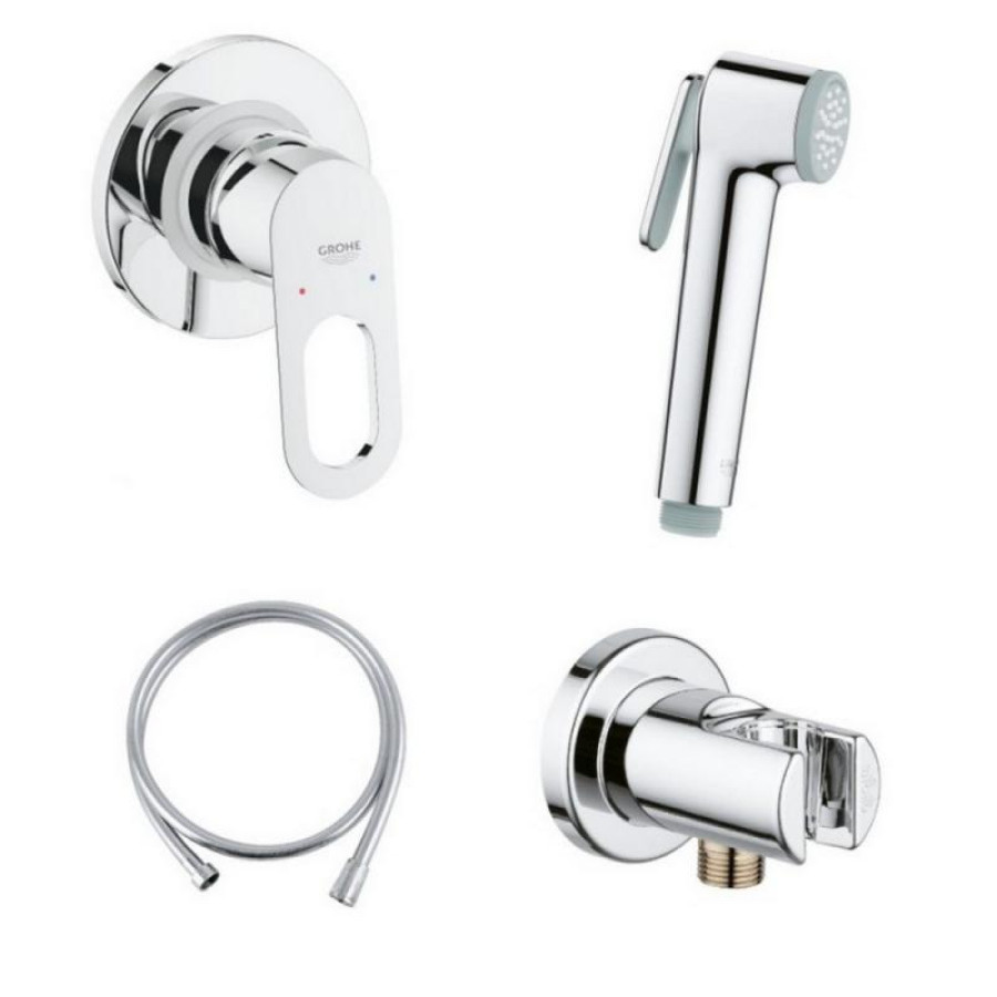 Комплект інсталяція Grohe Rapid SL 38772001 + унітаз з сидінням Qtap Crow QT05335170W + набір для гігієнічного душу зі змішувачем Grohe BauLoop 111042