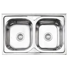 Кухонна мийка з двома чашами Lidz 5080 0,8 мм Polish (LIDZ5080LPOL06)