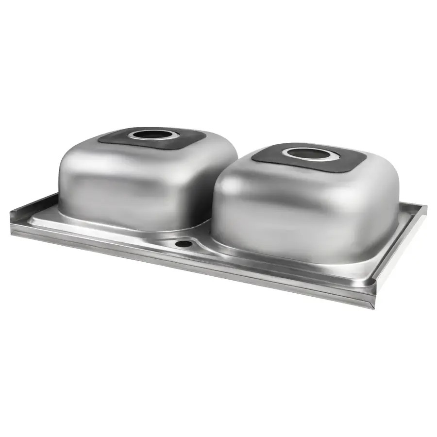 Кухонная мойка с двумя чашами Lidz 5080 0,8 мм Polish (LIDZ5080LPOL06)