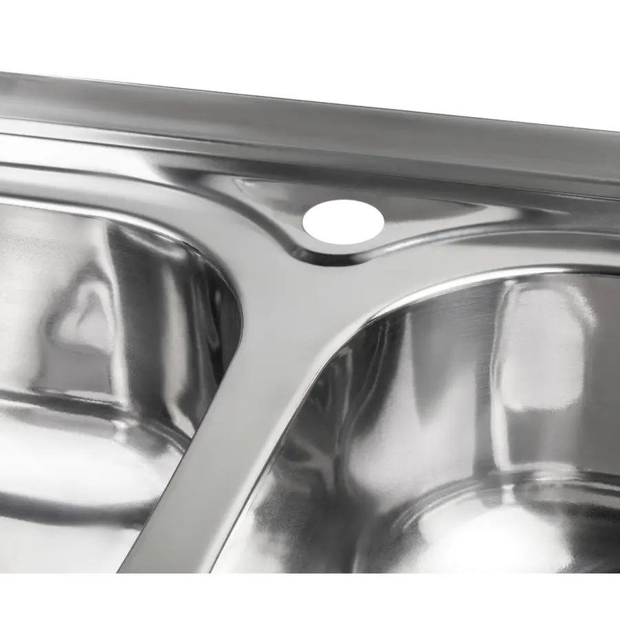 Кухонная мойка с двумя чашами Lidz 5080 0,8 мм Polish (LIDZ5080LPOL06)