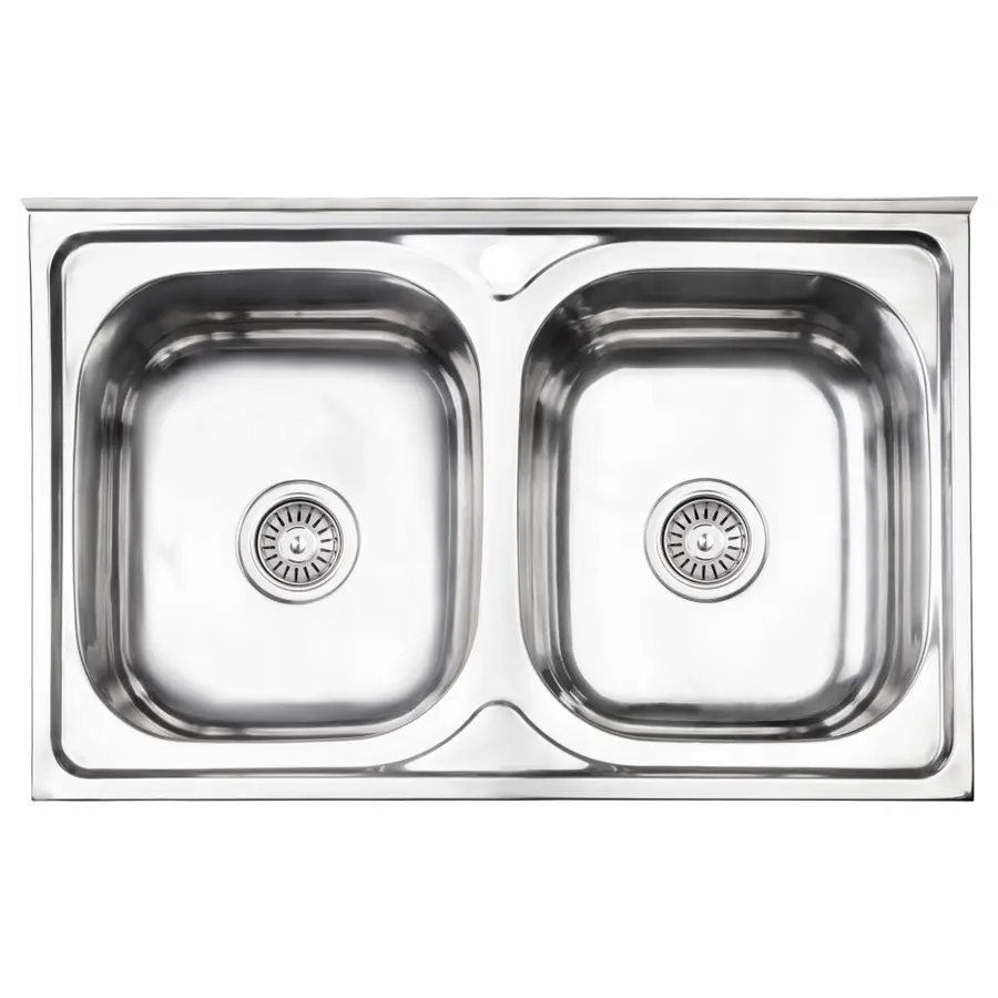 Кухонная мойка с двумя чашами Lidz 5080 0,8 мм Polish (LIDZ5080LPOL06)