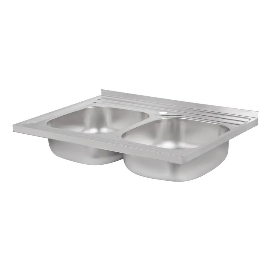 Кухонна мийка з двома чашами Lidz 6080 0,8 мм Satin (LIDZ6080DBSAT8)