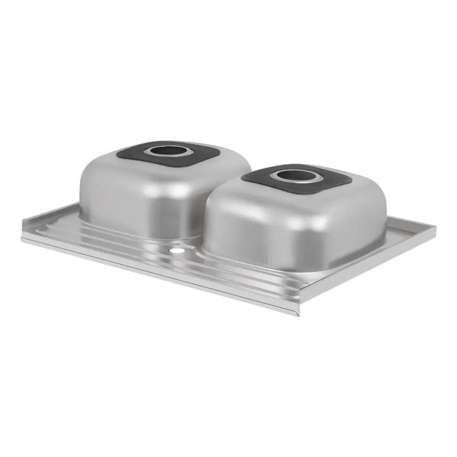 Кухонна мийка з двома чашами Lidz 6080 0,8 мм Satin (LIDZ6080DBSAT8)