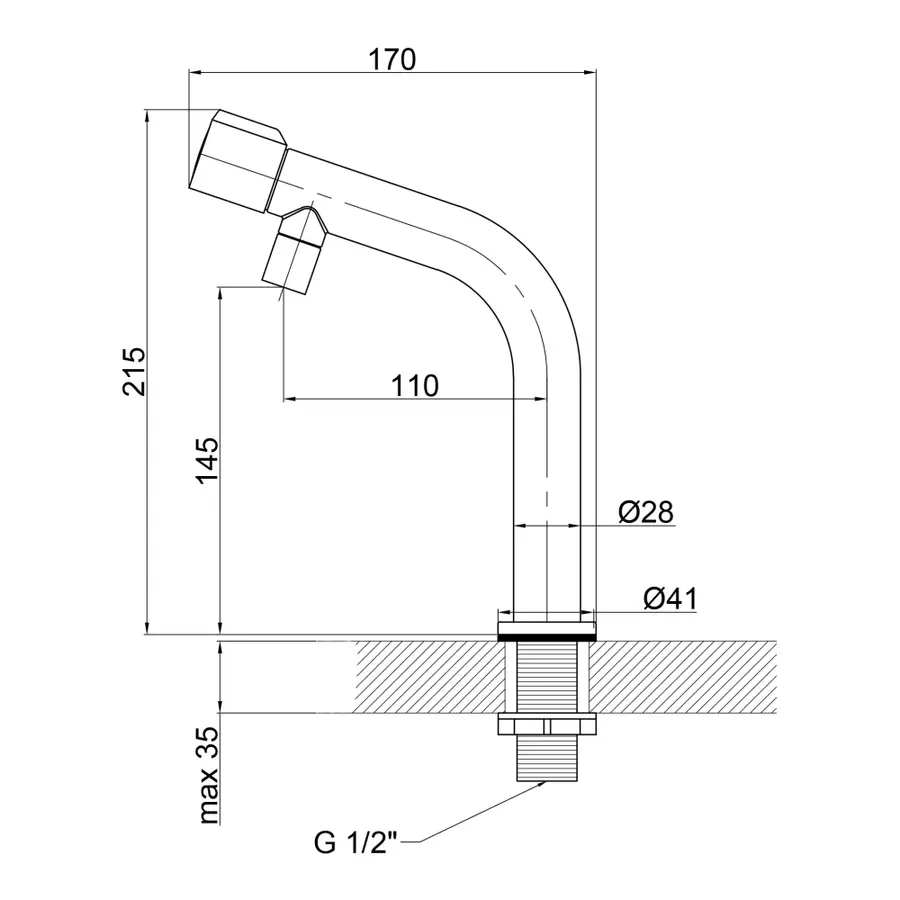 Змішувач кухонний на одну воду Lidz (NKS) 01 04 003 00