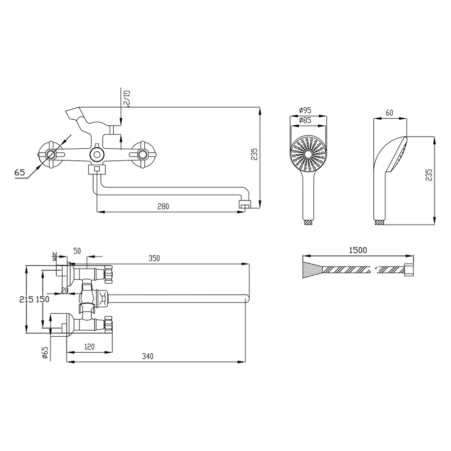 Змішувач для ванни Lidz (CRM) 75 22 140S New