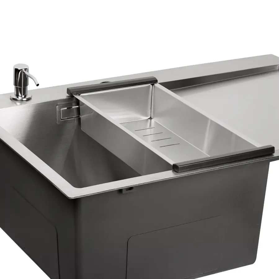 Кухонная мойка Qtap DK7850L 3.0 / 1.2 мм Satin + сушилка + дозатор для моющего средства