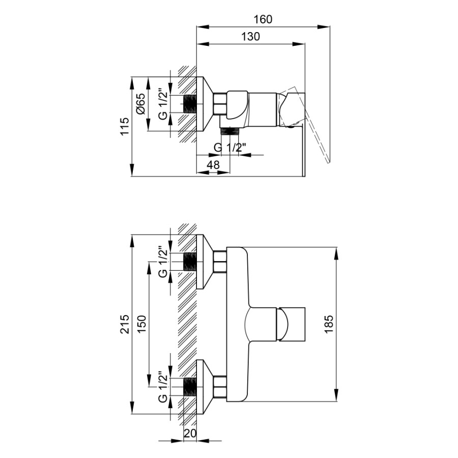 Змішувач для душу Qtap Ustek 4016107C