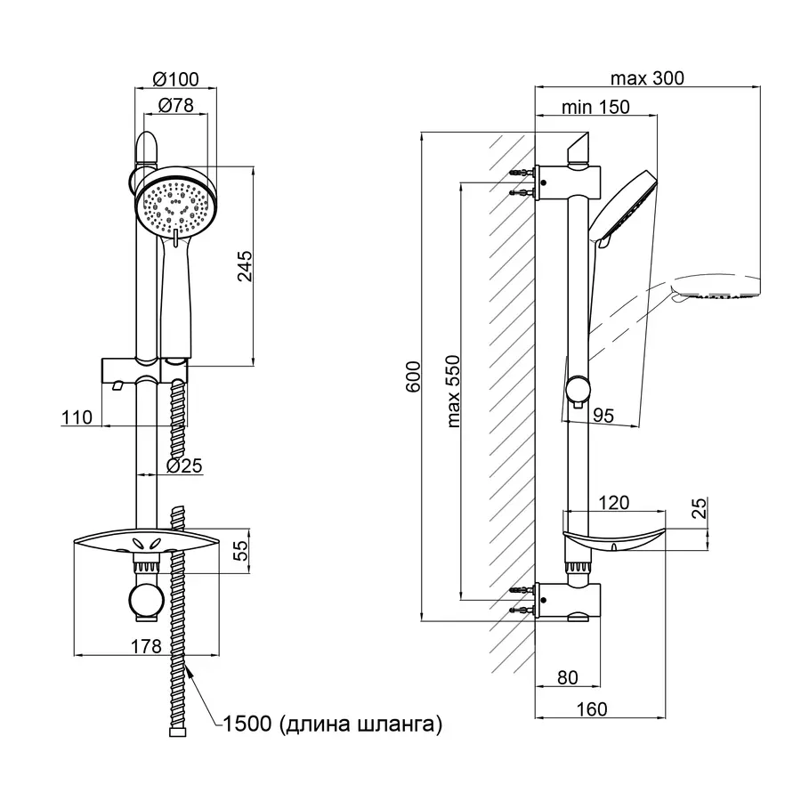 Душевой гарнитур Qtap Sprha bar A101O1ZCG