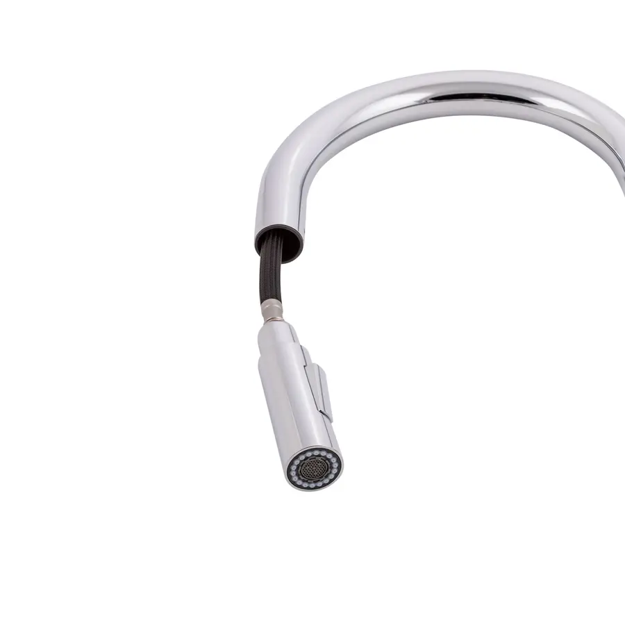 Змішувач для кухні сталевий Qtap Anicka 9136103UC з висувним виливом