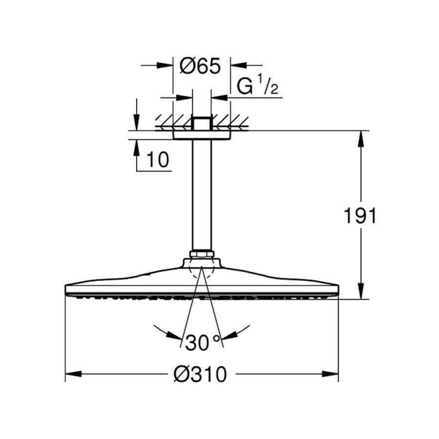 Лейка для верхнего душа с держателем Grohe Rainshower Cosmopolitan 310 26560000