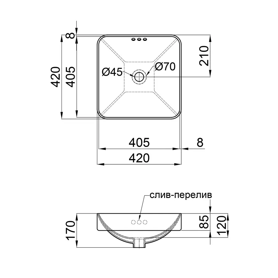 Раковина Qtap Jay 420х420х155 White з донним клапаном QT0711K424W