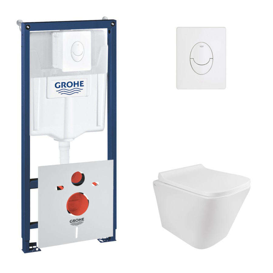 Набір інсталяція 4 в 1 Grohe Rapid SL 38722001 + унітаз з сидінням Qtap Tern QT1733052ERW