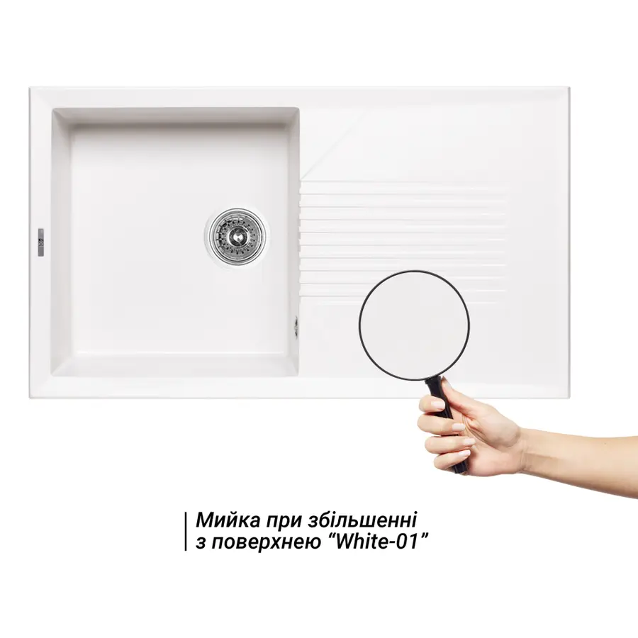 Кухонна гранітна мийка Lidz 860х500/240 WHI-01 (LIDZWHI01860500240)