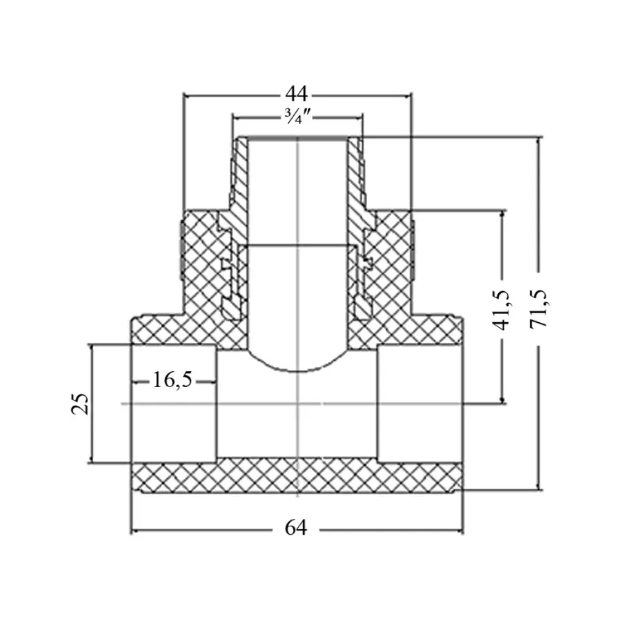 Тройник PPR Blue Ocean 25х3 / 4 "х25 ОР