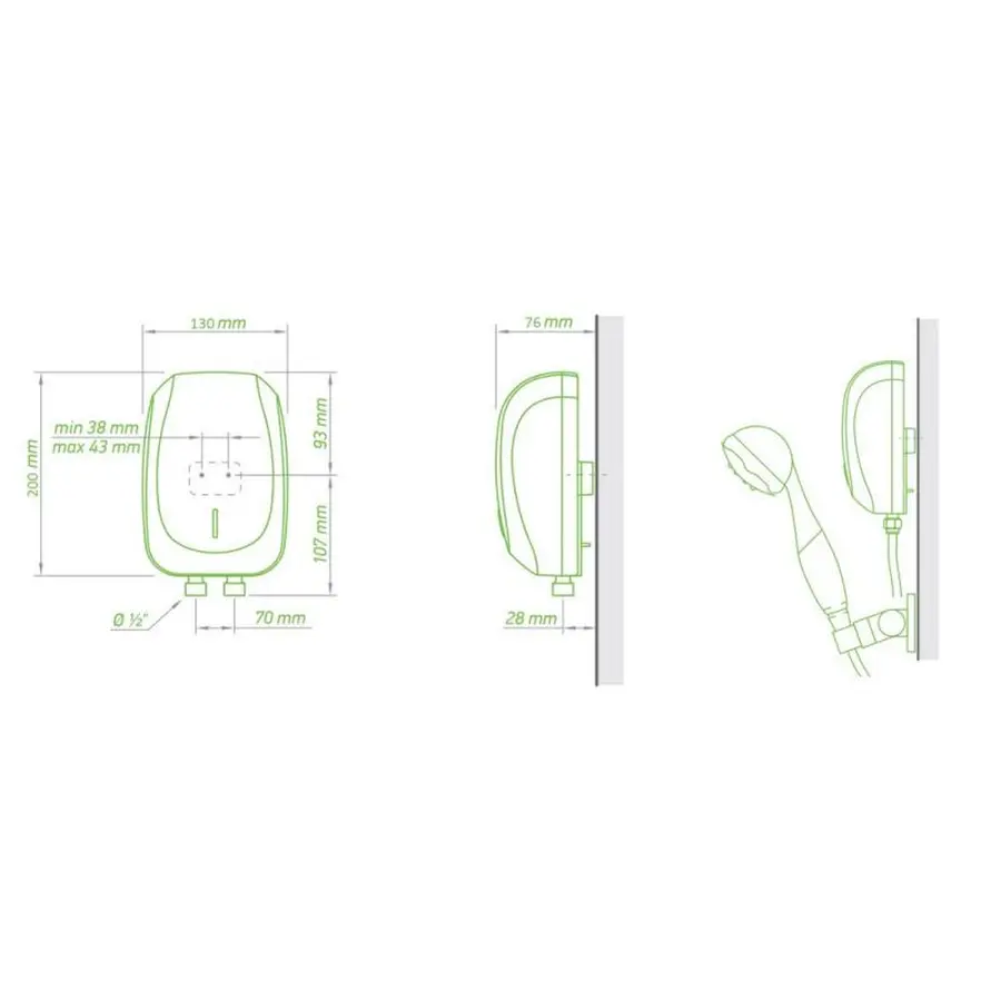 Проточний водонагрівач Tesy з душовою лійкою 5,0 кВт (IWH50X02BAH) 301658