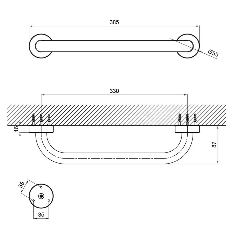 Поручень для ванни Lidz (CRM) 121.03.01 35 см