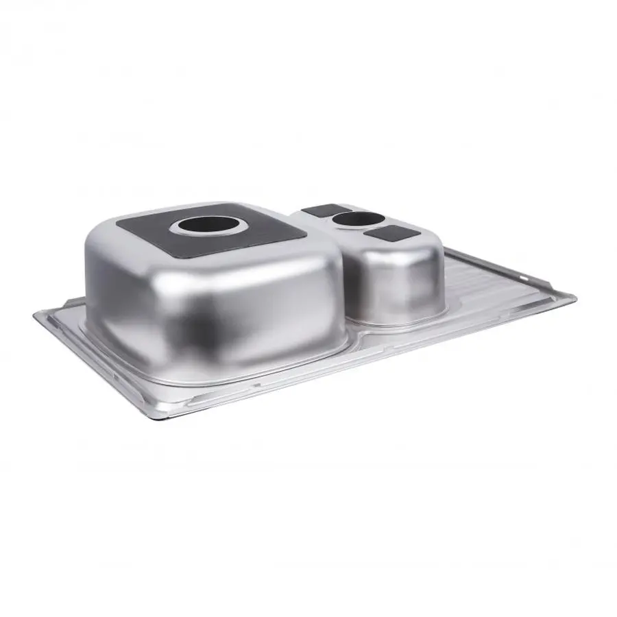 Кухонна мийка з додатковою чашею Lidz 7850 0,8 мм Satin (LIDZ7850SAT8)