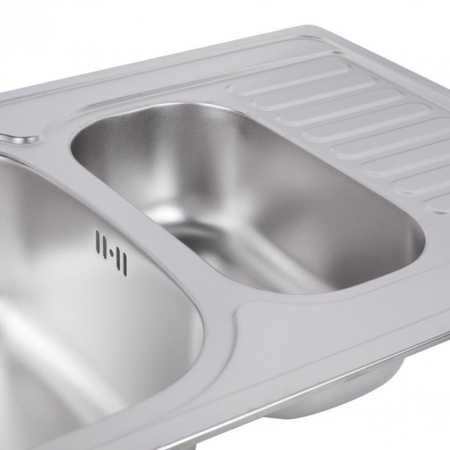 Кухонна мийка з додатковою чашею Lidz 7850 0,8 мм Satin (LIDZ7850SAT8)