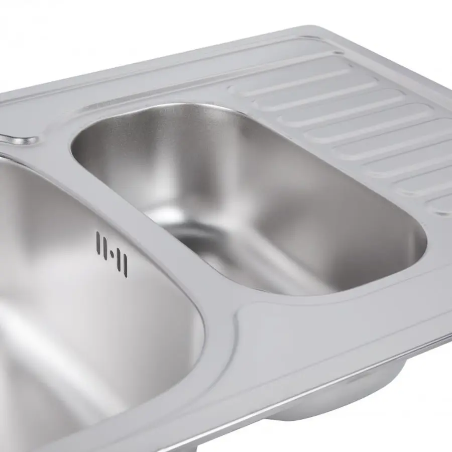 Кухонна мийка з додатковою чашею Lidz 7850 0,8 мм Satin (LIDZ7850SAT8)