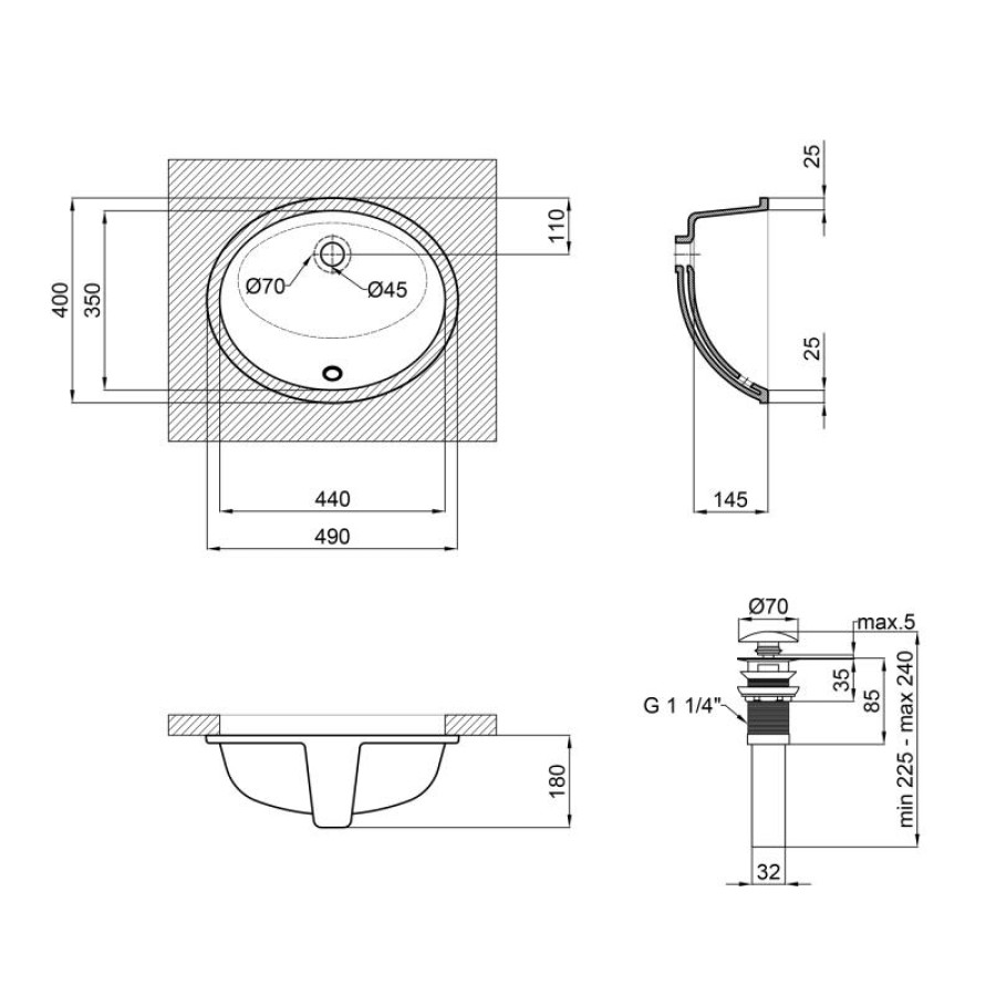 Раковина Qtap Stork 495х410х185 White з донним клапаном QT1511LU023W