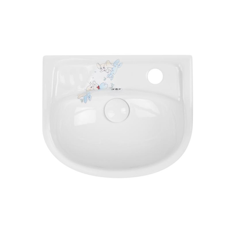 Раковина для підлоги з п'єдесталом дитяча Qtap Baby 375x305x520 White з малюнком, з донним клапаном QT2311LP304BW