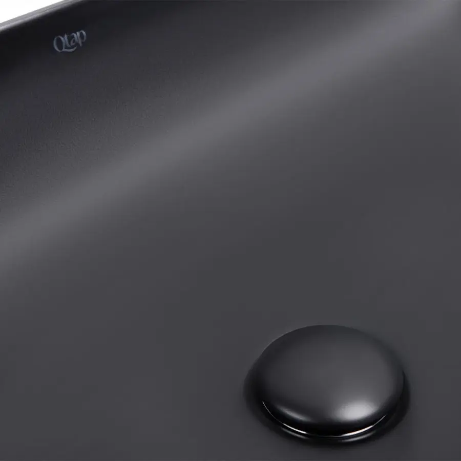 Раковина-чаша Qtap Robin 610х400х145 Matt black з донним клапаном QT132143PMBMB