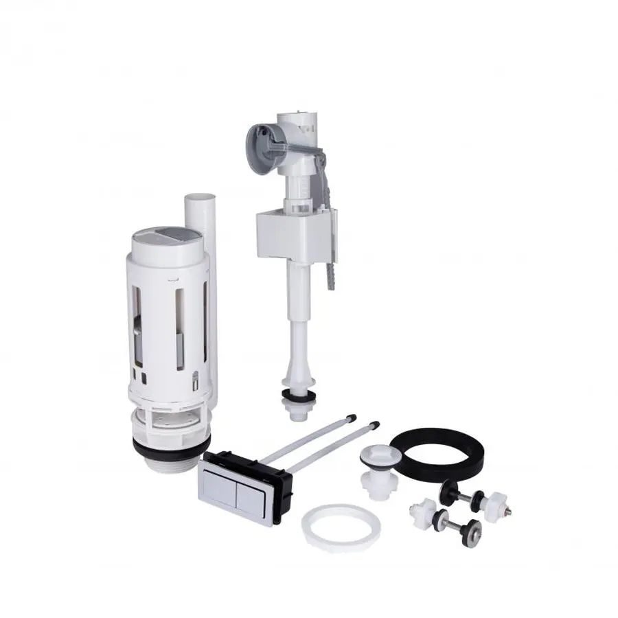 Qtap GB комплект арматури для бачка унітазу з подвійною круглою кнопкою змиву 4,8 см та клапаном нижньої подачі води, 3/6L CHR