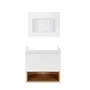 Комплект Qtap тумба підвісна Robin 600х580х437 мм White/Whitish oak + раковина урізна Albatross E QT71RO43994