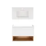 Комплект Qtap тумба підвісна Robin 800х580х437 мм White/Whitish oak + раковина урізна Albatross New QT71RO44040