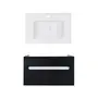Комплект Qtap тумба підвісна Virgo 700х580х437 мм Black/White + раковина урізна Albatross E QT71V44063