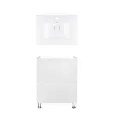 Комплект Qtap тумба підлогова Tern 600х725х437 мм White + раковина урізна Albatross QT71TE44084