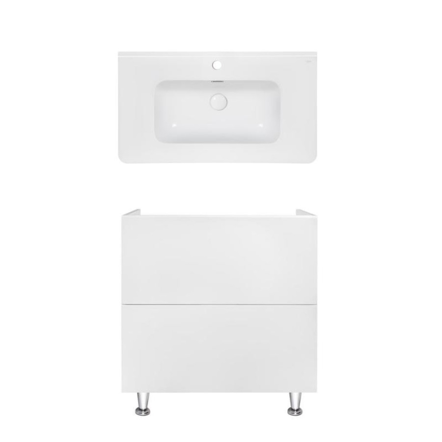 Комплект Qtap тумба підлогова Tern 800х725х437 мм White + раковина урізна Albatross 9H QT71TE44094