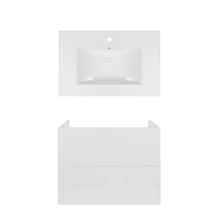 Комплект Qtap тумба підвісна Tern 700х580х437 мм White + раковина урізна Albatross New QT71TE44104