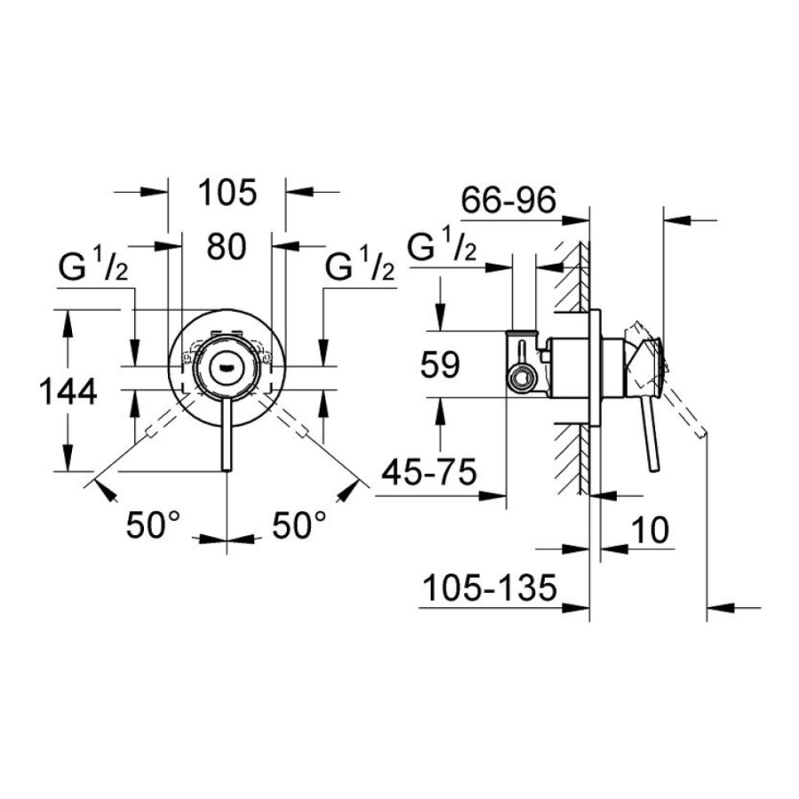 Змішувач прихованого монтажу для душу Grohe BauClassic 29048000