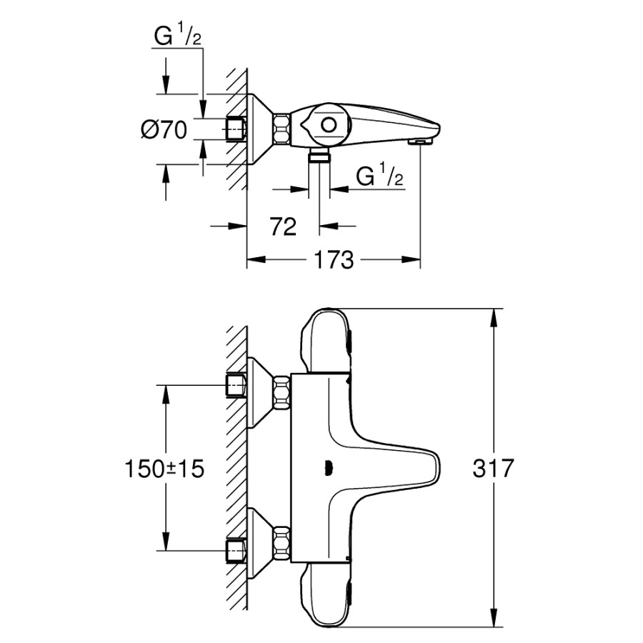 Змішувач термостатичний для ванни Grohe Grohtherm 1000 34155003