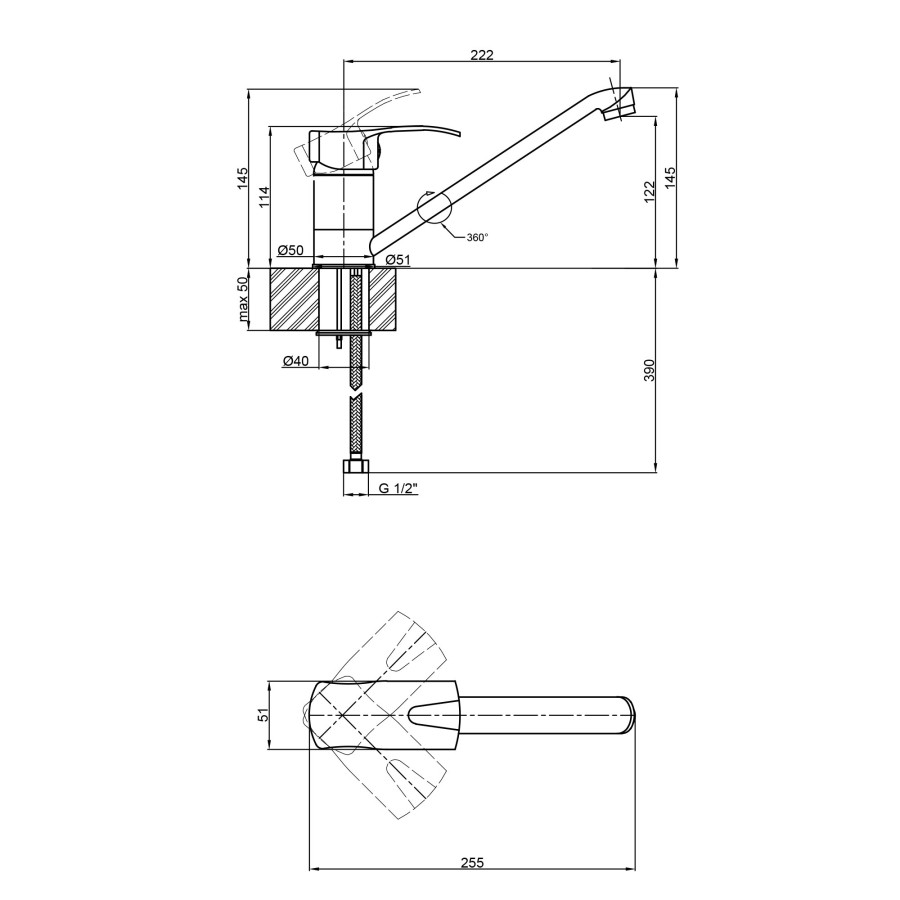 Кухонний змішувач сталевий GF (CRM)S-03-002