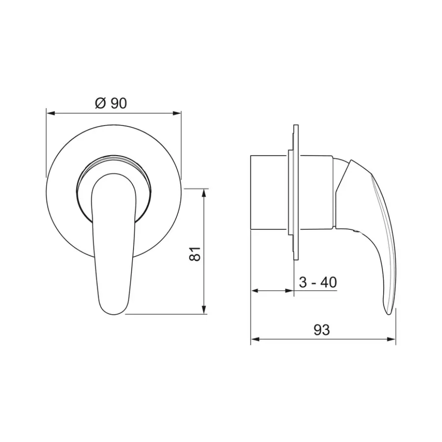 Внешняя часть смесителя для душа Oras Polara 1487