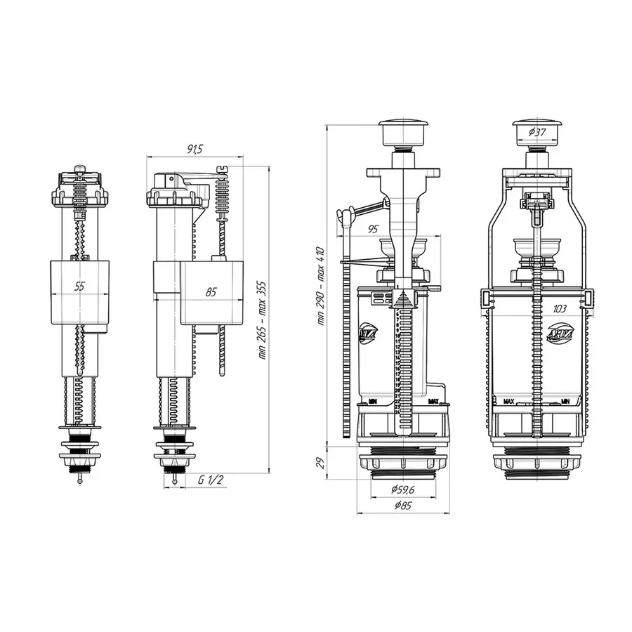 Зливний/наливний механізм для унітаза ANI Plast FV8510C (WC8510C)