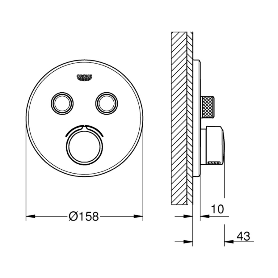 Внешняя часть смесителя для душа Grohe SmartControl 29145000 для двух потребителей