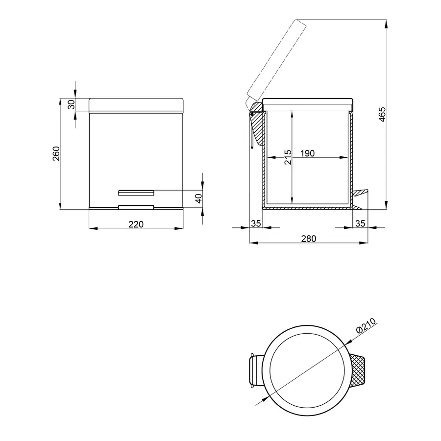 Мусорное ведро Lidz (CRM) 121.01.05 5 л