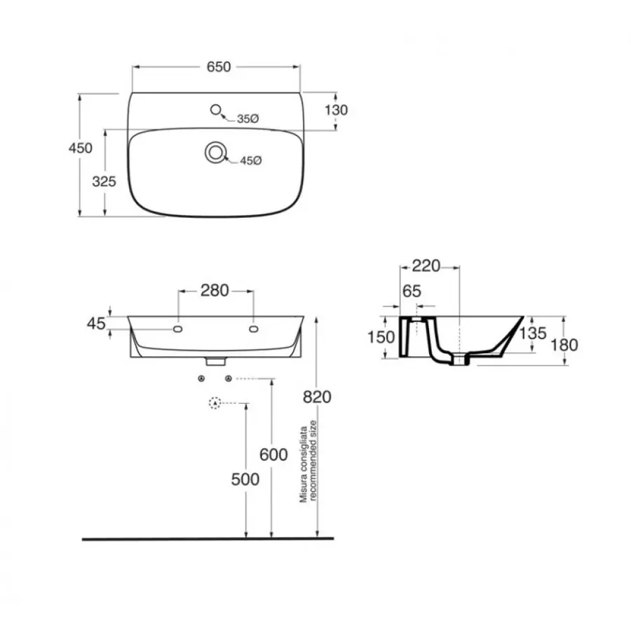 Раковина Azzurra Prua PRU265MCO1 Cotton