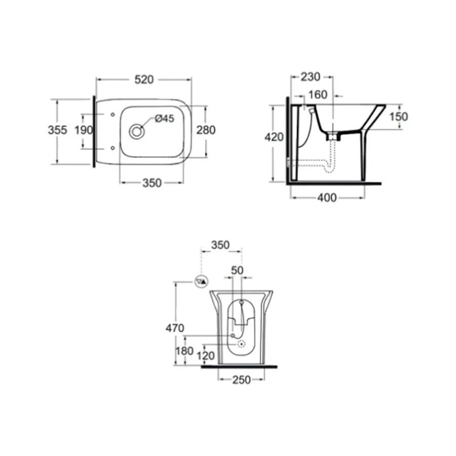 Биде подвесное Azzurra Prua PRU500B10SOSK
