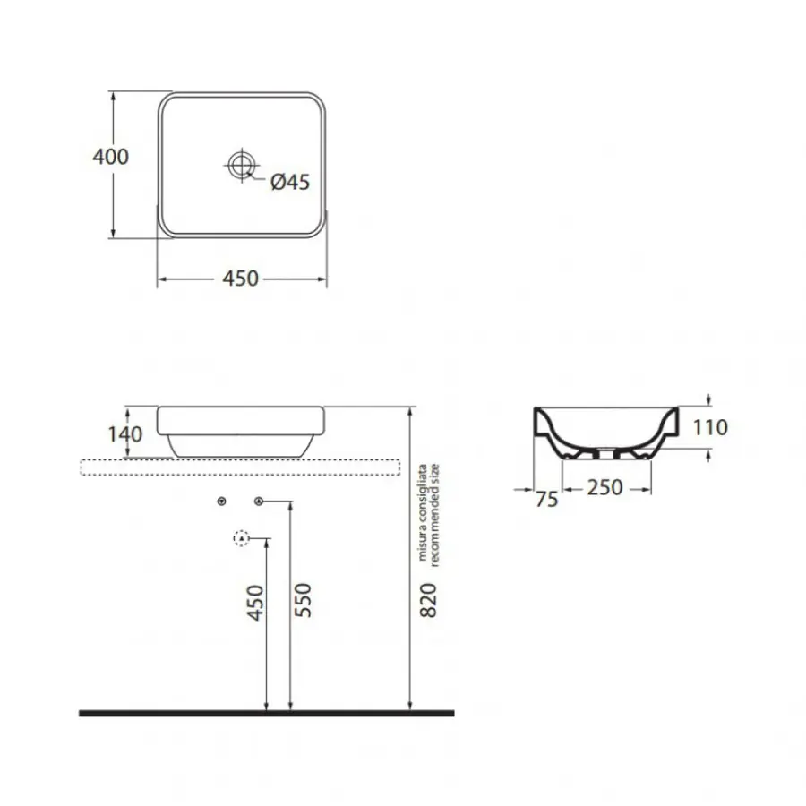 Раковина-чаша Azzurra Tulip ESO45B1