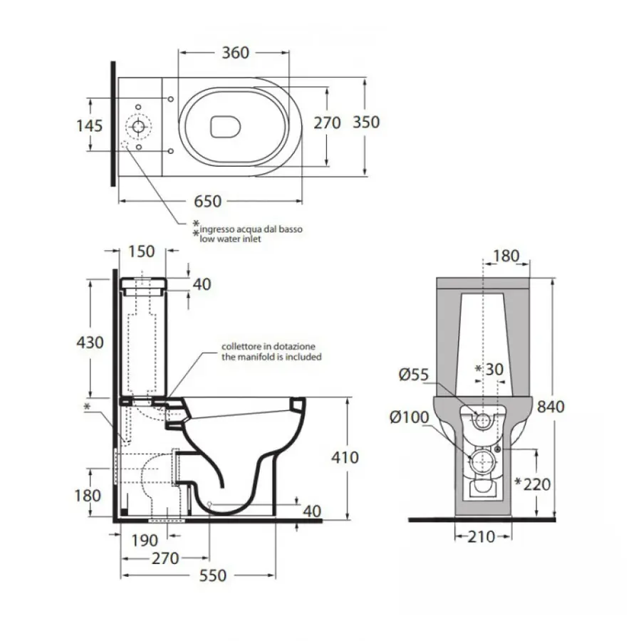 Бачок для унитаза Azzurra Nuvola NUV400B1MBL