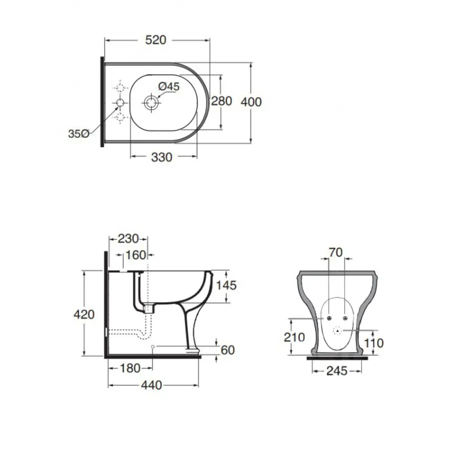 Биде напольное Azzurra Charme CHA500B1