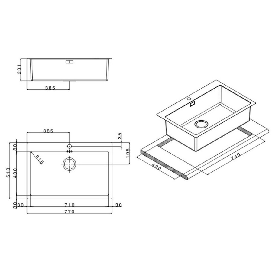 Кухонная мойка Apell Linear Plus LNP77FBC Brushed