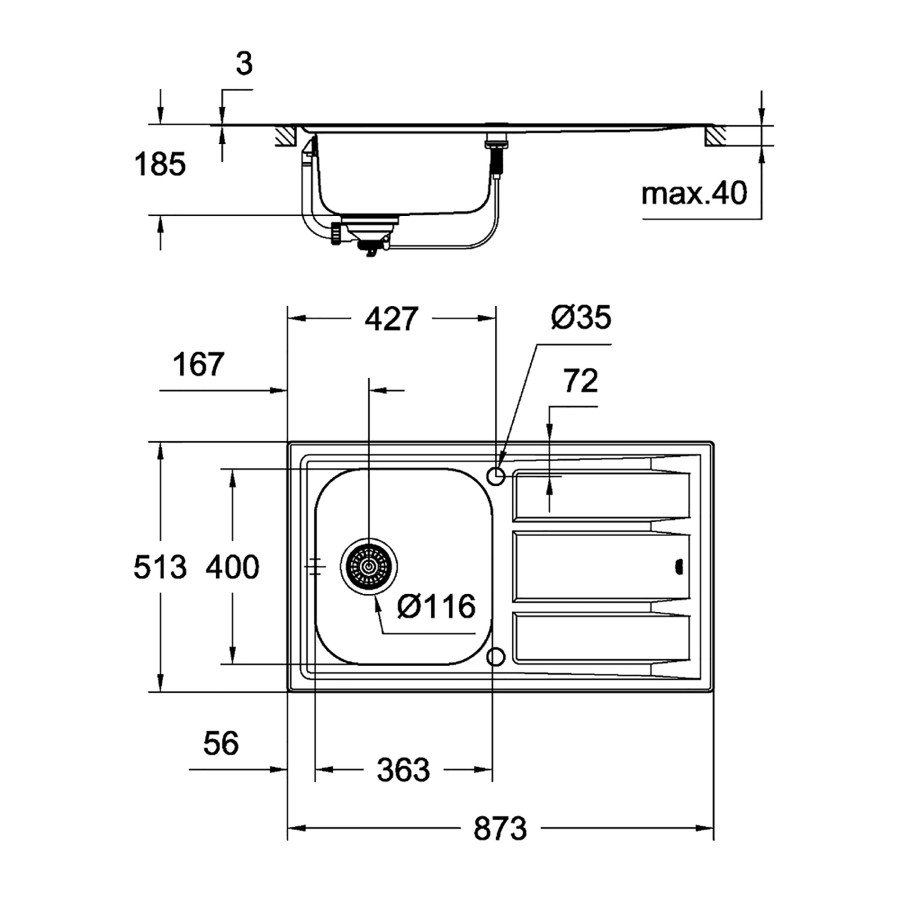 Кухонна мийка Grohe Sink K400+ 31568SD0