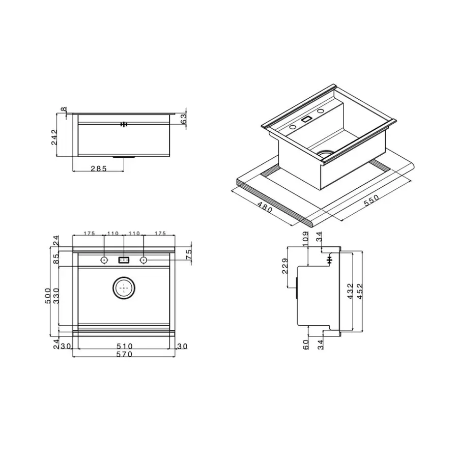 Мийка кухонна Apell Regola Polish RE601IKITW + змішувач Telescopic APF1260CR