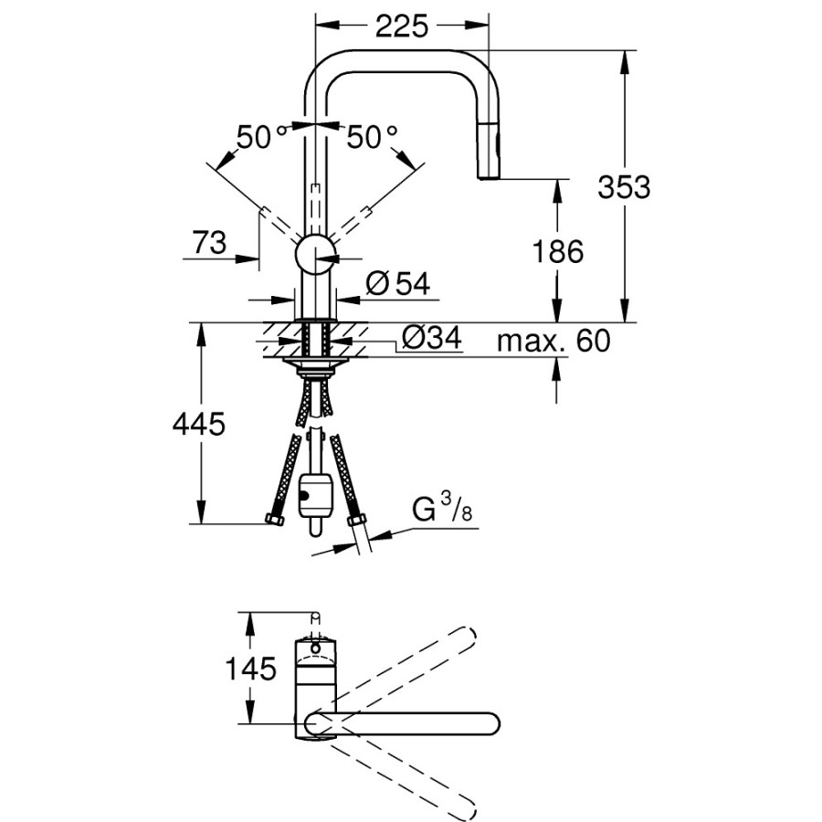 Змішувач для кухні з висувним виливом Grohe Minta 32322002