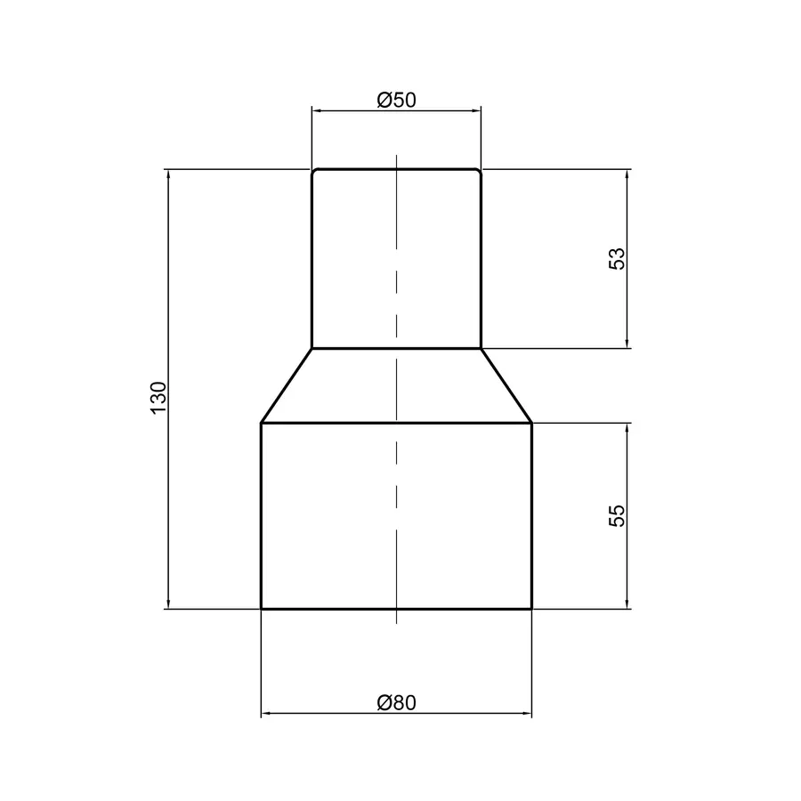 Патрубок переходный канализационный TA Sewage 50х72 на чугун